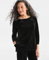 Style & Co Women's Velvet Boat-neck Top, Macy's Exclusive In Black