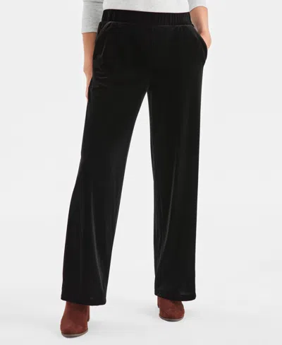 Style & Co Women's Velvet Pull-on Pants, Macy's Exclusive In Black