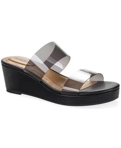Style & Co Women's Veronicaa Vinyl Wedge Sandals, Macy's Exclusive In Black
