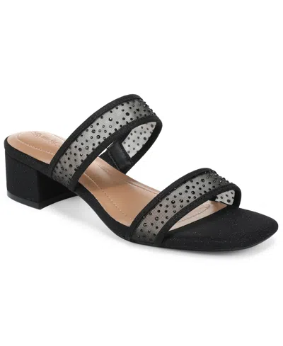Style & Co Women's Violettt Two Band Mesh Evening Slip-on Sandals, Macy's Exclusive In Black