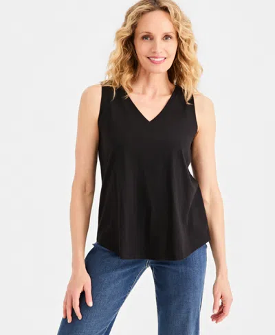 Style & Co Women's V-neck Tank Top, Macy's Exclusive In Black