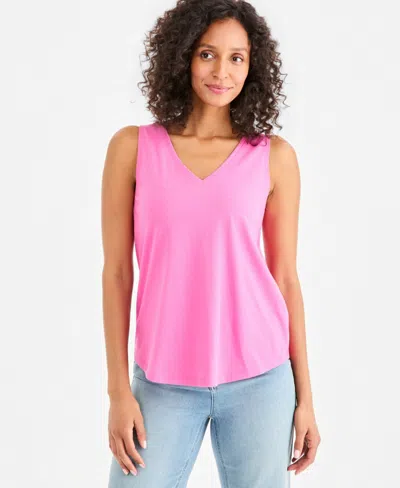 Style & Co Women's V-neck Tank Top, Macy's Exclusive In Pink