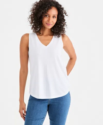 Style & Co Women's V-neck Tank Top, Macy's Exclusive In White