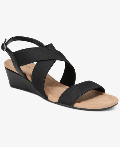 Style & Co Women's Vonniie Round Toe Wedge Sandals, Macy's Exclusive In Black