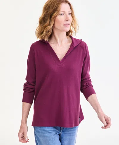 Style & Co Women's Waffle-knit Relaxed-fit Hoodie, Macy's Exclusive In Pink
