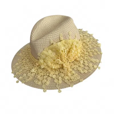 Style & Co Women's Wide Brim Hat In Tan/yellow In Multi