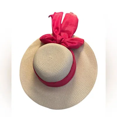 Style & Co Women's Wide Brim Sun Hat In Tan/pink In Multi