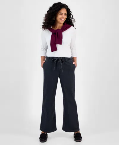 Style & Co Women's Wide-leg Pull-on Jeans, Macy's Exclusive In Black