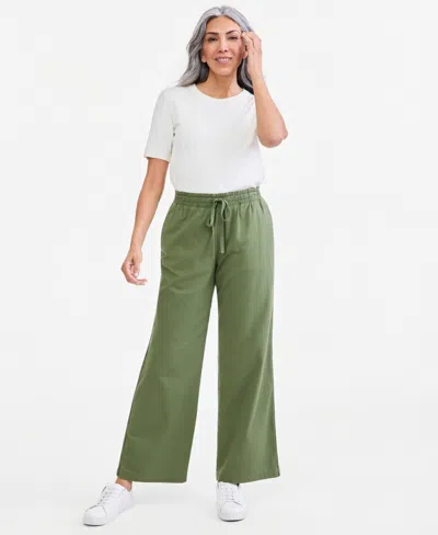 Style & Co Women's Wide-leg Pull-on Pants, Macy's Exclusive In Leafy Clover