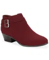Style & Co Women's Willaa Belt Block Heel Booties, Macy's Exclusive In Burgundy
