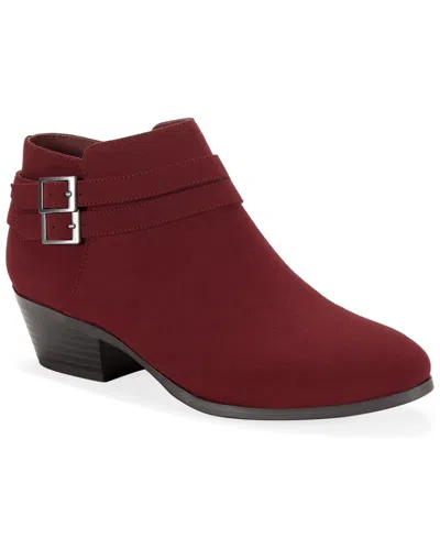 Style & Co Women's Willaa Belt Block Heel Booties, Macy's Exclusive In Burgundy