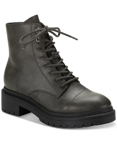 Style & Co Women's Zaharaa Platform Lace-up Boots, Created For Macy's In Dk Grey Sm