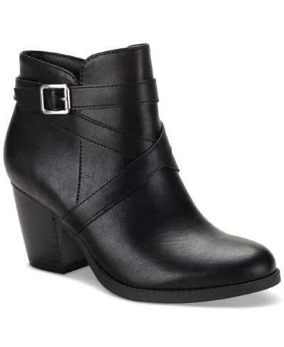 Style & Co Women's Zetaa Strappy Belt-heel Booties, Created For Macy's In Black Sm