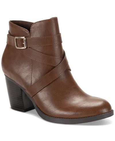 Style & Co Women's Zetaa Strappy Belt-heel Booties, Created For Macy's In Cognac Sm