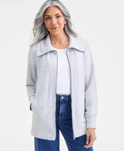 Style & Co Women's Zip-front Fleece Tunic, Exclusively At Macy's In Gray