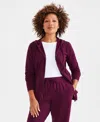 Style & Co Women's Zip-front Hooded Sweatshirt, Created For Macy's In Berried Treasure