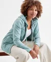 Style & Co Women's Zip-front Hooded Sweatshirt, Created For Macy's In Faded Sage