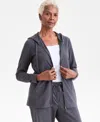 Style & Co Women's Zip-front Hooded Sweatshirt, Created For Macy's In Gray