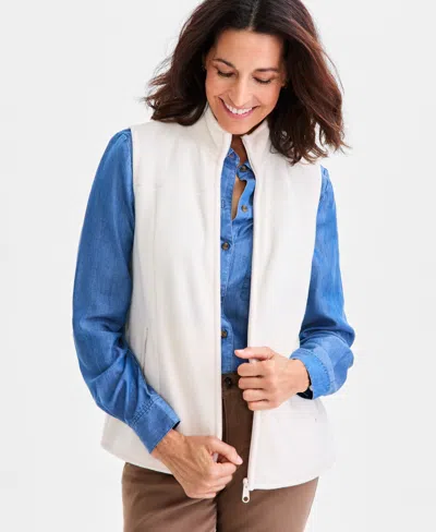 Style & Co Women's Zip-front Polar Fleece Vest, Created For Macy's In Brown