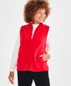 Style & Co Women's Zip-front Polar Fleece Vest, Created For Macy's In Tango Red