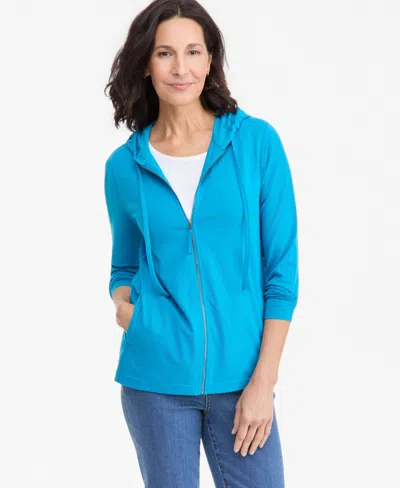 Style & Co Women's Zip-front Hooded Sweatshirt, Created For Macy's In Blue
