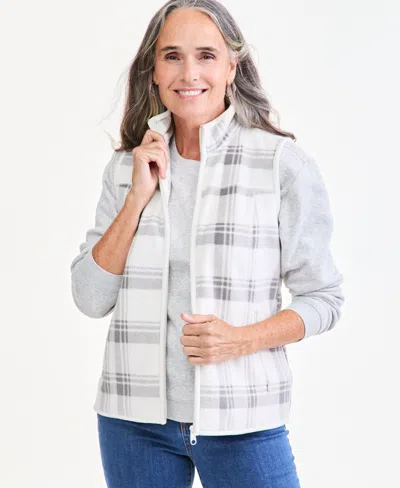 Style & Co Women's Zip-front Polar Fleece Vest, Created For Macy's In Fresh Vanilla