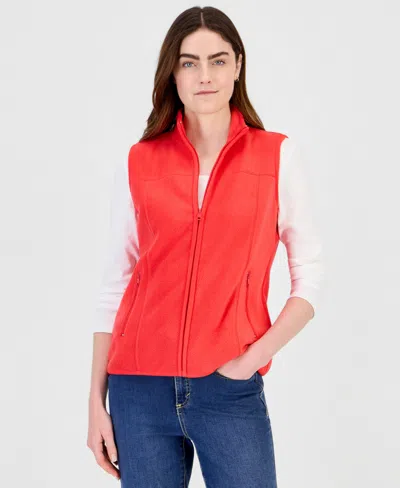 Style & Co Women's Zip-front Polar Fleece Vest, Created For Macy's In Lollipop