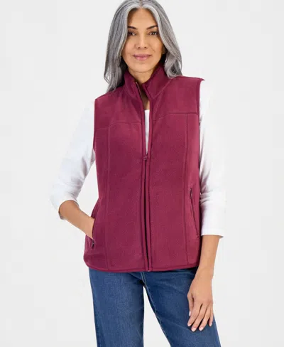 Style & Co Women's Zip-front Polar Fleece Vest, Created For Macy's In Multi