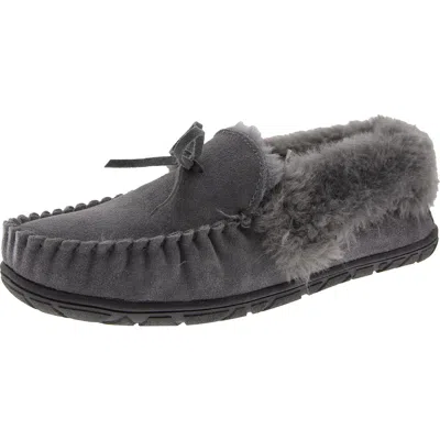 Style & Co Womens Bow Faux Fur Moccasins In Grey