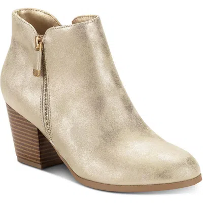 Style & Co Womens Double Zipper Man Made Booties In Dist Gold