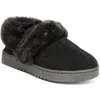 Style & Co Womens Faux Fur Lined Suede Bootie Slippers In Black