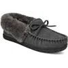 Style & Co Womens Faux Fur Lined Suede Moccasins In Grey
