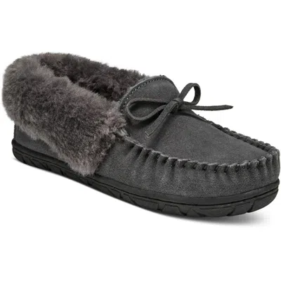 Style & Co Womens Faux Fur Lined Suede Moccasins In Grey