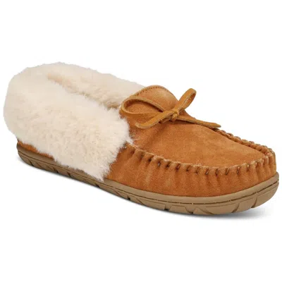 Style & Co Womens Faux Fur Suede Moccasins In Chestnut
