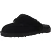 Style & Co Womens Faux Fur Suede Slide Slippers In Black