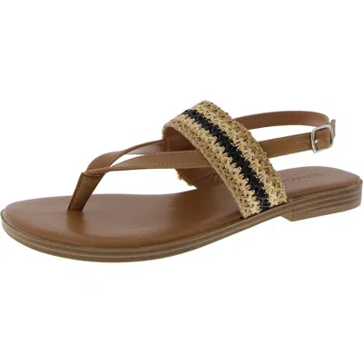 STYLE & CO WOMENS FAUX LEATHER WOVEN T-STRAP SANDALS