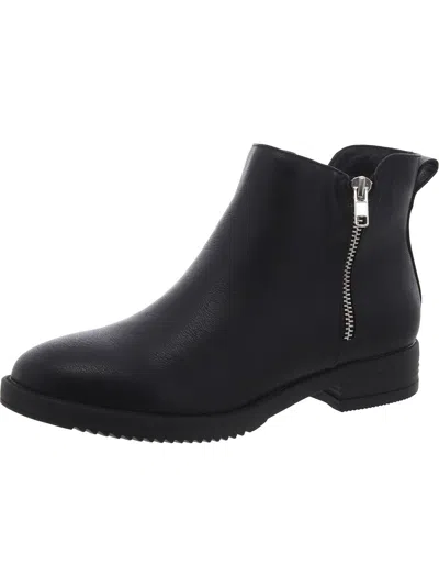 Style & Co Womens Faux Leather Zipper Booties In Black
