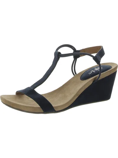 Style & Co Womens Faux Suede Strappy Wedge Sandals In Blue