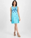 Style & Co Womens Printed Sleeveless Flip Flop Dress Pxs 3x Exclusively At Macys In Blue