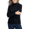 Style & Co Petite Mock-neck Cotton Long-sleeve T-shirt, Created For Macy's In Black