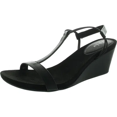 Style & Co Womens Strappy Faux Leather Wedge Sandals