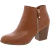 Style & Co Womens Zipper Faux Leather Ankle Boots In Brown