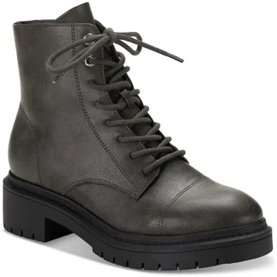 STYLE & CO ZAHARA WOMENS ZIP UP LUG SOLE COMBAT & LACE-UP BOOTS