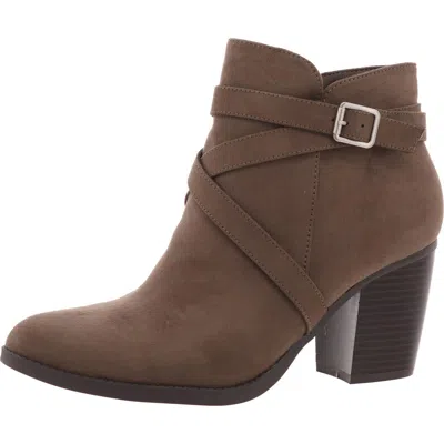 Style & Co Zetaaf Womens Buckle Manmade Ankle Boots In Brown