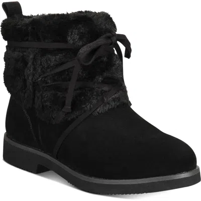Style & Co Zijune Womens Leather Lace-up Winter Boots In Black