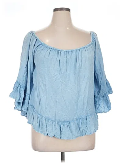 Pre-owned Style Envy 3/4 Sleeve Blouse In Blue