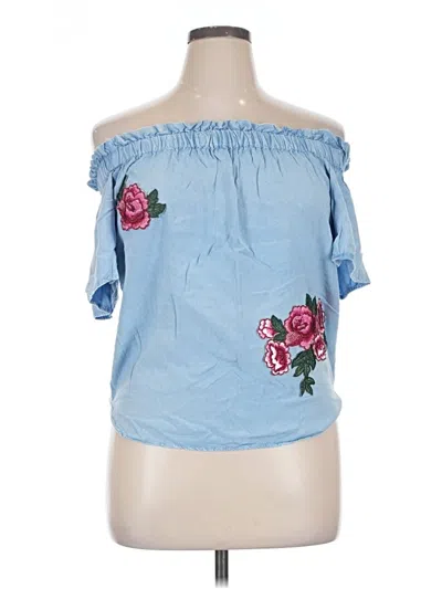 Pre-owned Style Envy Short Sleeve Blouse In Blue