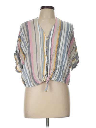 Pre-owned Style Envy Short Sleeve Blouse In Gray