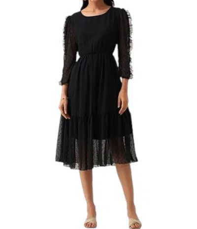 Style Instant Chiffon Brasso Swiss Dot Dress In Black