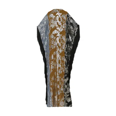 Style Junkiie Women's Black Patchwork Maxi Duster With Fringe